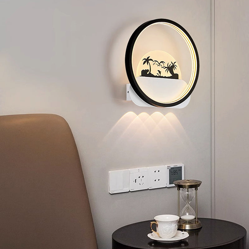 Moderne minimalistische Familien-Strand-Rund-Quadrat-Eisen-Silikon-LED-Wandleuchte für das Schlafzimmer 