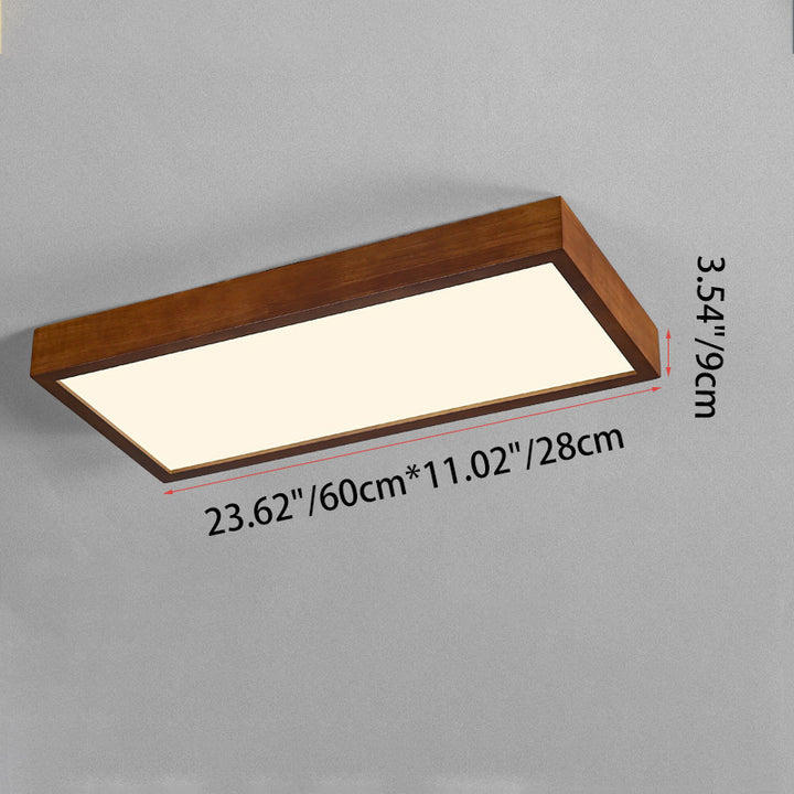 Éclairage LED semi-encastré rectangulaire en bois de caoutchouc acrylique chinois traditionnel pour salon 