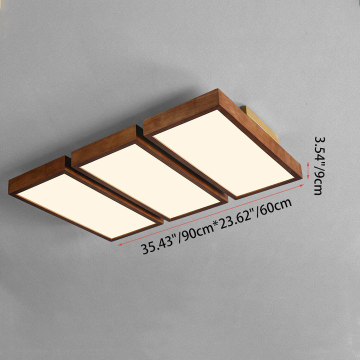Éclairage LED semi-encastré rectangulaire en bois de caoutchouc acrylique chinois traditionnel pour salon 