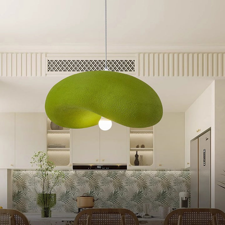 Suspension lumineuse contemporaine scandinave en forme de chapeau irrégulier rond en polystyrène à 1 lumière pour chambre 