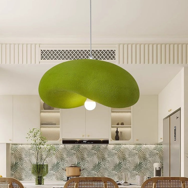 Suspension lumineuse contemporaine scandinave en forme de chapeau irrégulier rond en polystyrène à 1 lumière pour chambre 