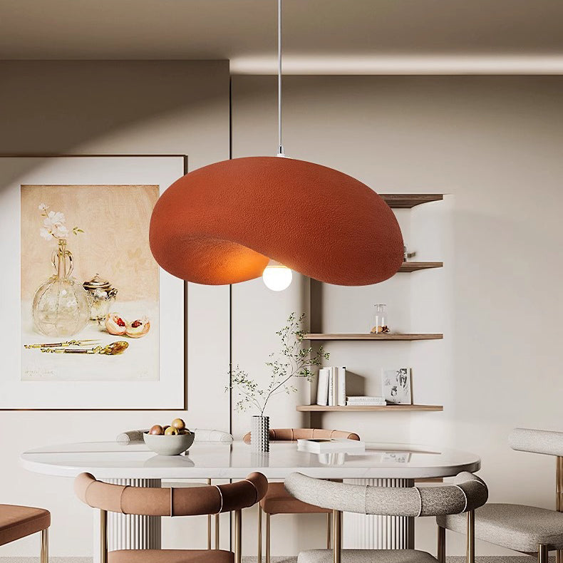 Suspension lumineuse contemporaine scandinave en forme de chapeau irrégulier rond en polystyrène à 1 lumière pour chambre 
