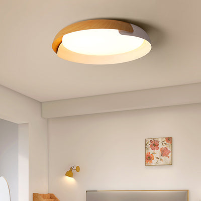 Moderne minimalistische Holzkunst runde Eisen Acryl LED Deckenleuchte für Schlafzimmer 