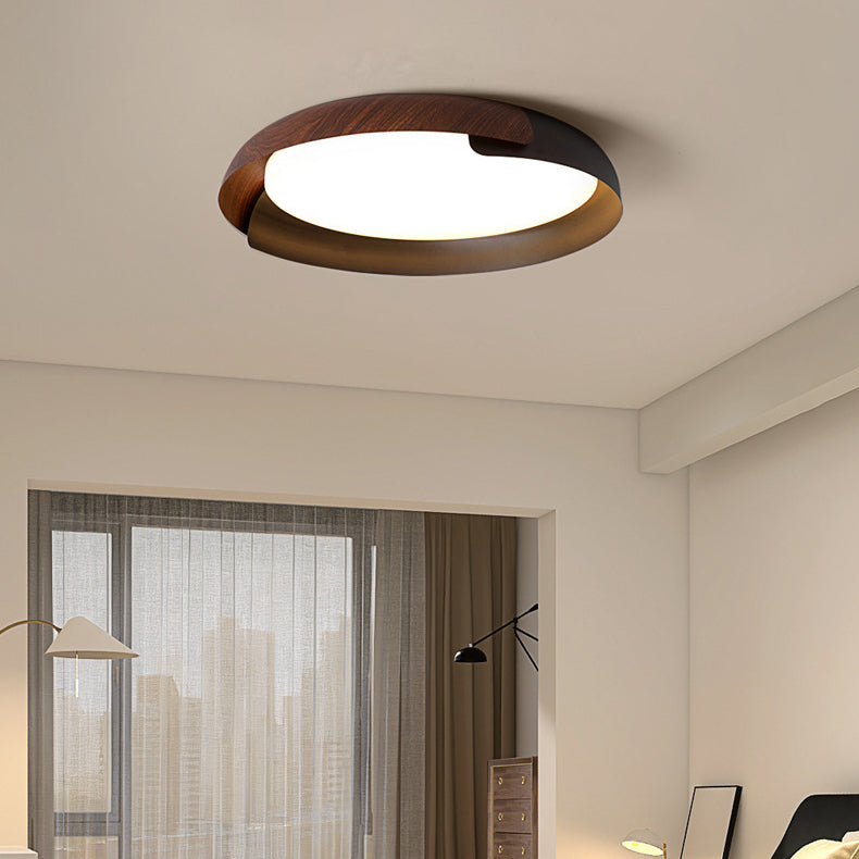 Moderne minimalistische Holzkunst runde Eisen Acryl LED Deckenleuchte für Schlafzimmer 