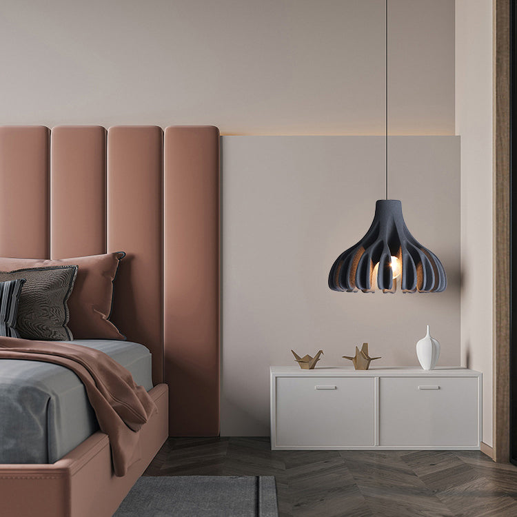 Contemporary Nordic Macaron Cone Resin 1-Light Pendant Light For Bedroom