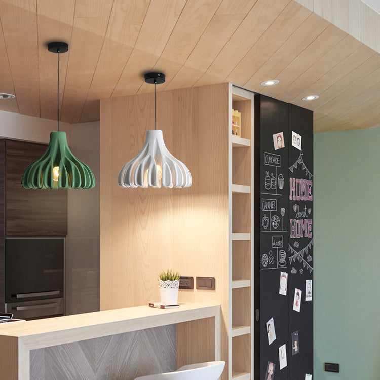 Contemporary Nordic Macaron Cone Resin 1-Light Pendant Light For Bedroom