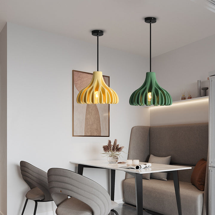Contemporary Nordic Macaron Cone Resin 1-Light Pendant Light For Bedroom