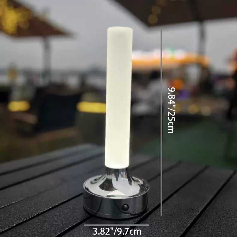 Moderne minimalistische USB-Kerzenform runder Zylinder Metall Acryl LED Tischlampe für Schlafzimmer 