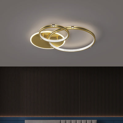 Contemporary Creative Round Circle Intersecting Iron Acrylic LED Flush Mount Ceiling Light For Bedroom