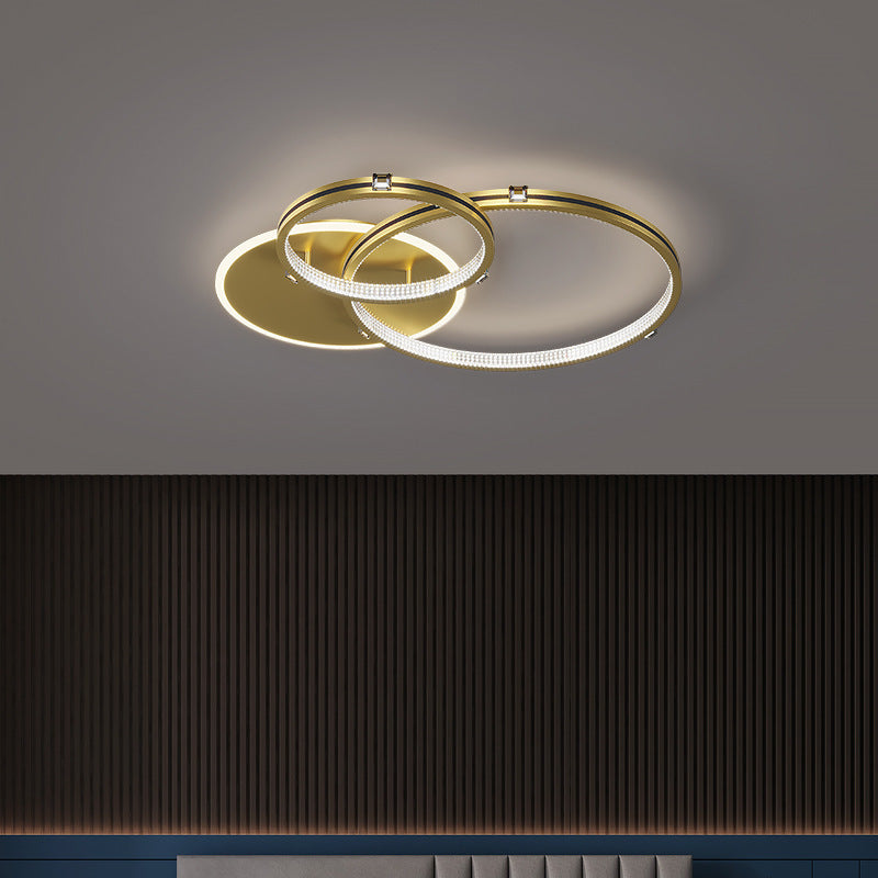 Contemporary Creative Round Circle Intersecting Iron Acrylic LED Flush Mount Ceiling Light For Bedroom