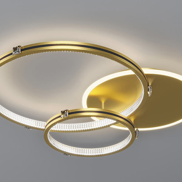 Contemporary Creative Round Circle Intersecting Iron Acrylic LED Flush Mount Ceiling Light For Bedroom