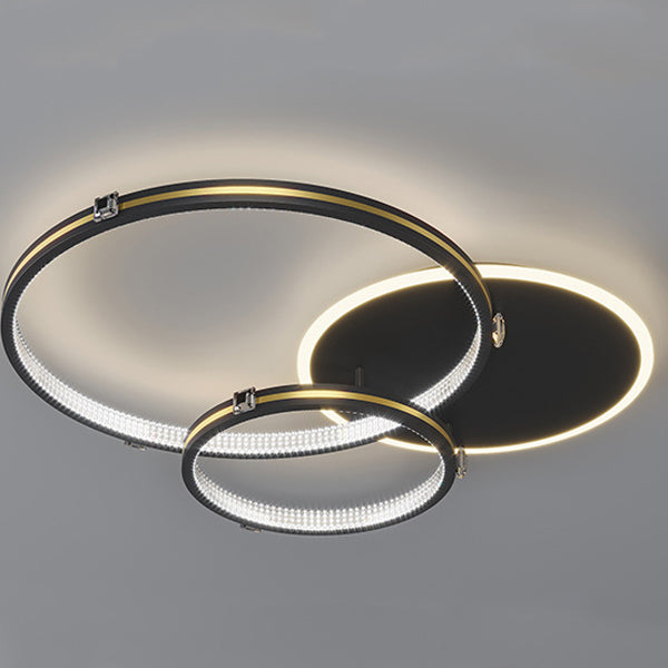 Contemporary Creative Round Circle Intersecting Iron Acrylic LED Flush Mount Ceiling Light For Bedroom