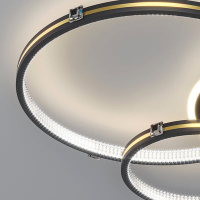 Contemporary Creative Round Circle Intersecting Iron Acrylic LED Flush Mount Ceiling Light For Bedroom