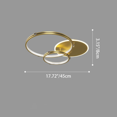 Contemporary Creative Round Circle Intersecting Iron Acrylic LED Flush Mount Ceiling Light For Bedroom