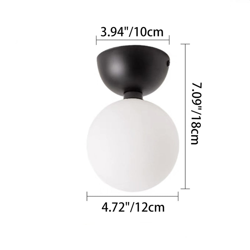 Luz de techo semi-empotrada de 1 luz de vidrio de hierro en forma de orbe redondo con frijol mágico nórdico contemporáneo para pasillo 