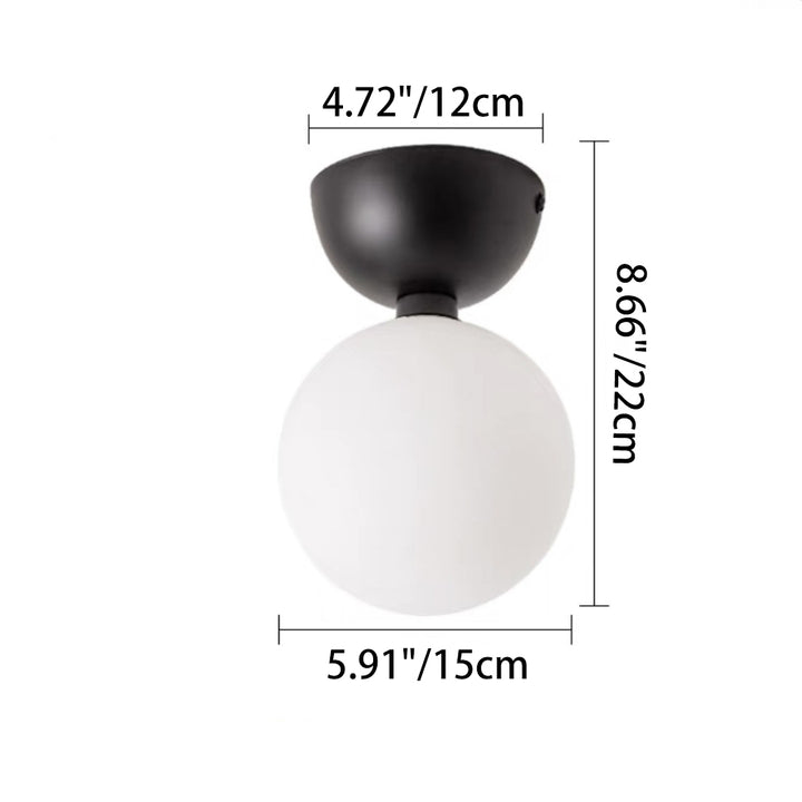 Plafonnier semi-encastré à 1 lumière en verre et fer, orbe ronde, haricot magique nordique contemporain pour couloir 