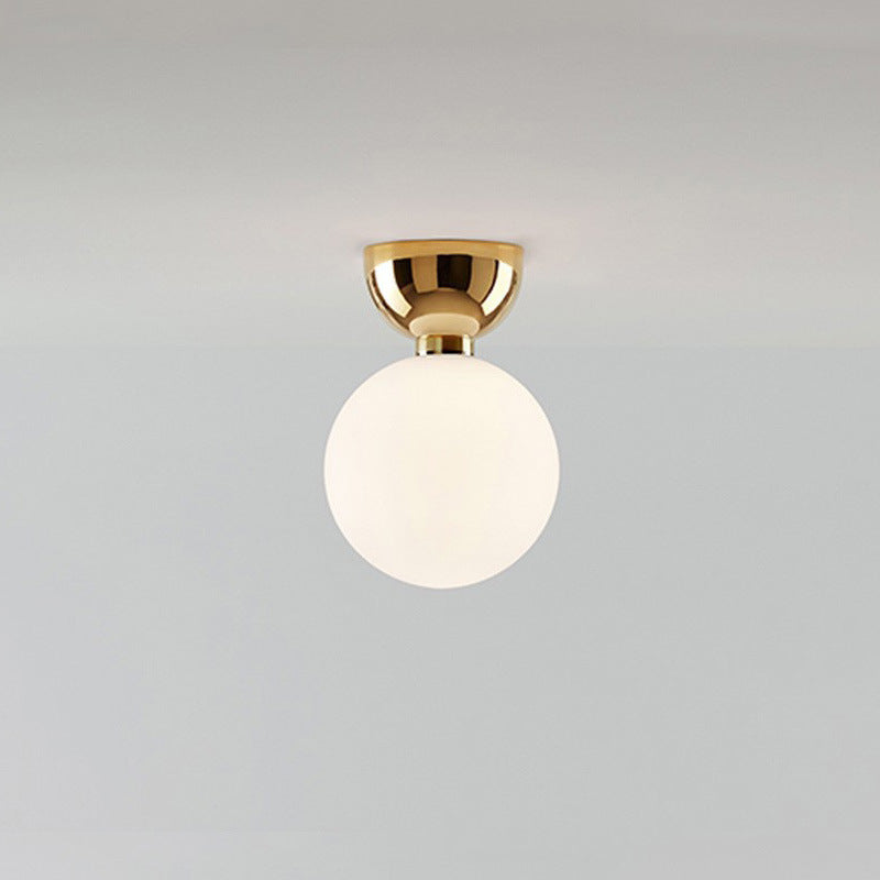 Plafonnier semi-encastré à 1 lumière en verre et fer, orbe ronde, haricot magique nordique contemporain pour couloir 