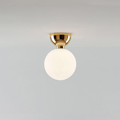 Luz de techo semi-empotrada de 1 luz de vidrio de hierro en forma de orbe redondo con frijol mágico nórdico contemporáneo para pasillo 