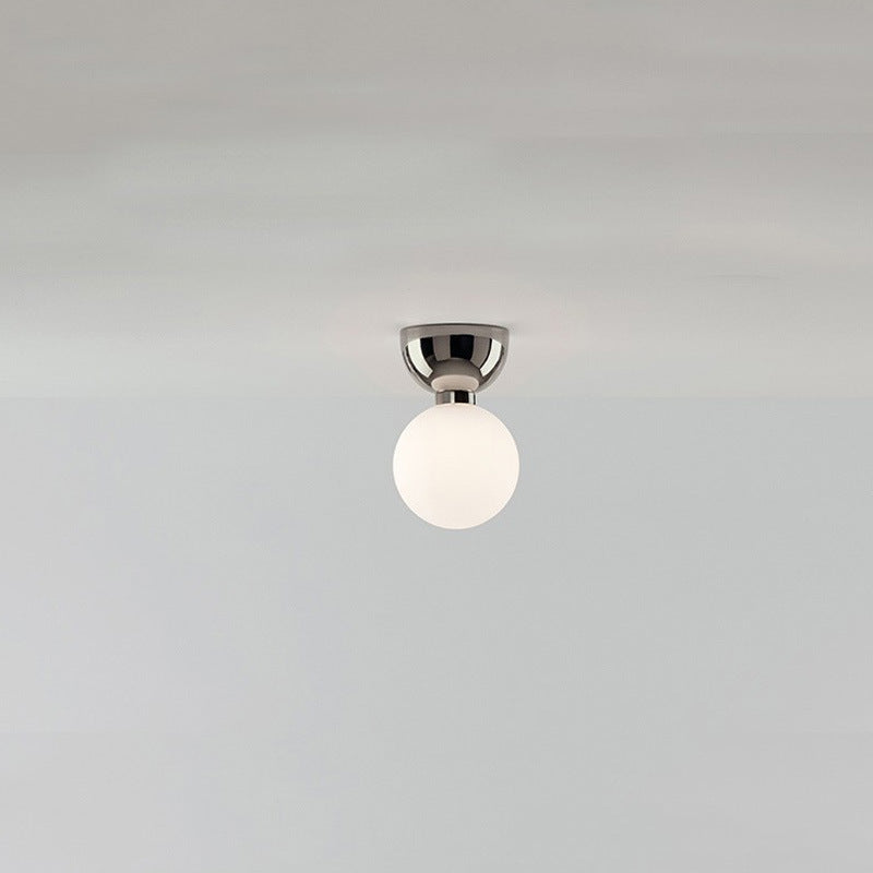 Plafonnier semi-encastré à 1 lumière en verre et fer, orbe ronde, haricot magique nordique contemporain pour couloir 