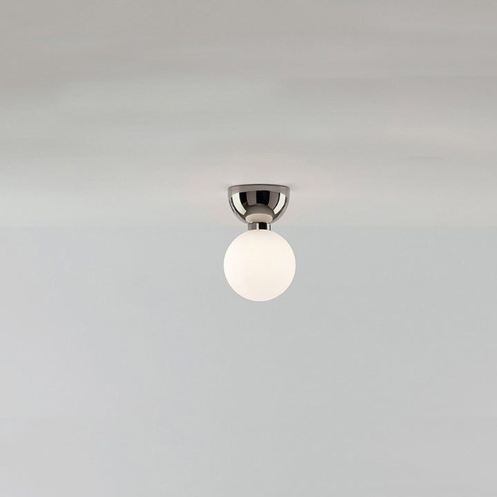 Plafonnier semi-encastré à 1 lumière en verre et fer, orbe ronde, haricot magique nordique contemporain pour couloir 