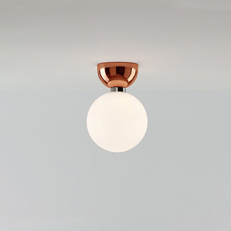 Plafonnier semi-encastré à 1 lumière en verre et fer, orbe ronde, haricot magique nordique contemporain pour couloir 