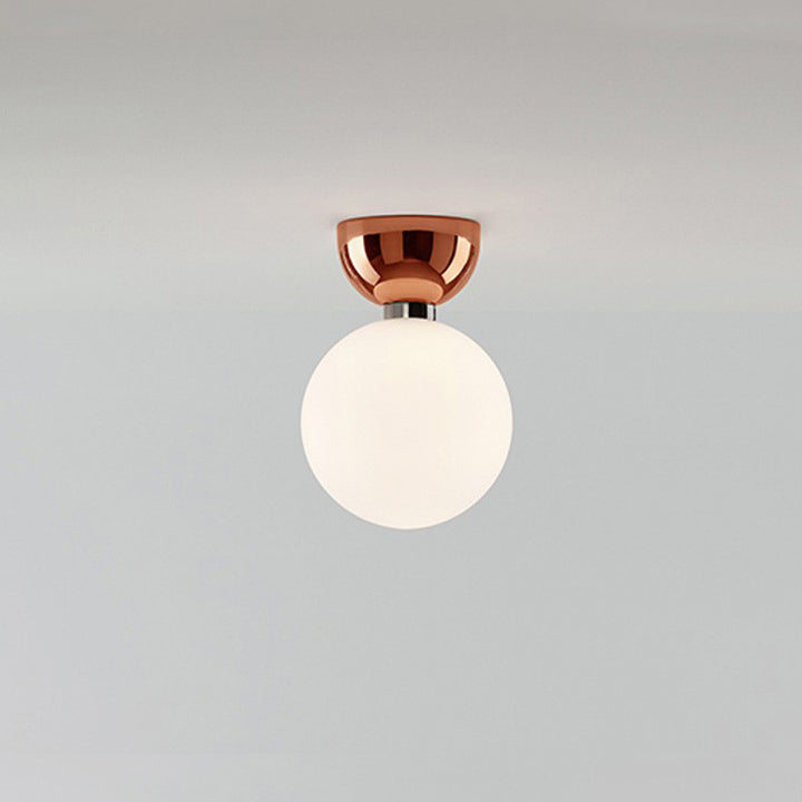 Plafonnier semi-encastré à 1 lumière en verre et fer, orbe ronde, haricot magique nordique contemporain pour couloir 