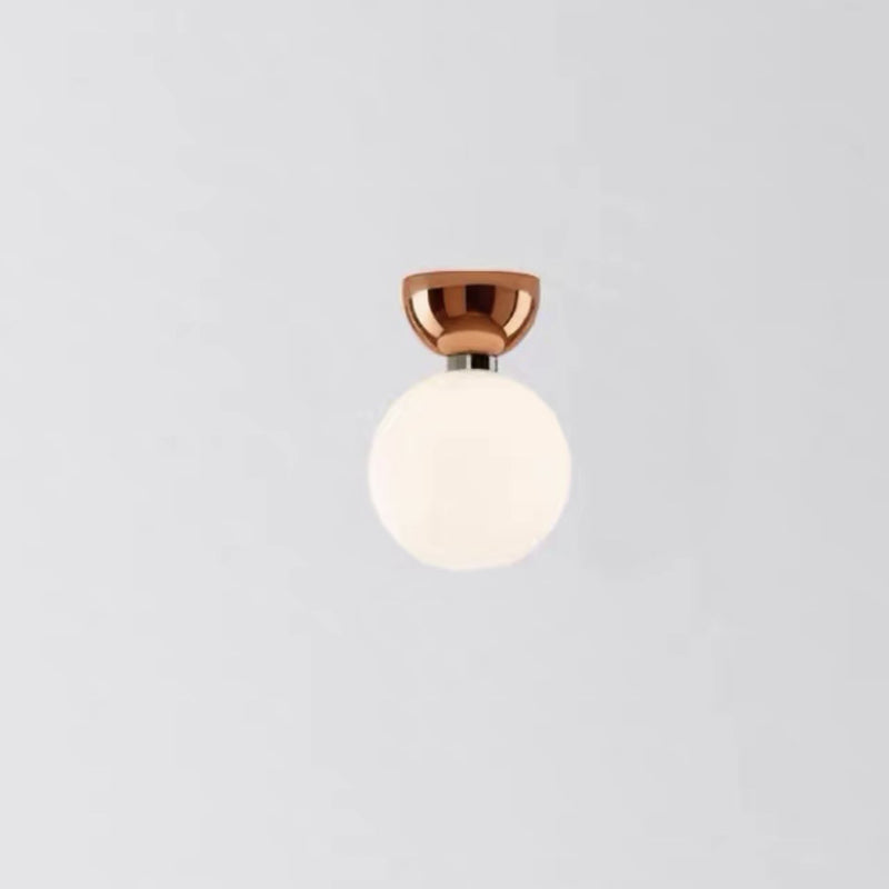 Luz de techo semi-empotrada de 1 luz de vidrio de hierro en forma de orbe redondo con frijol mágico nórdico contemporáneo para pasillo 