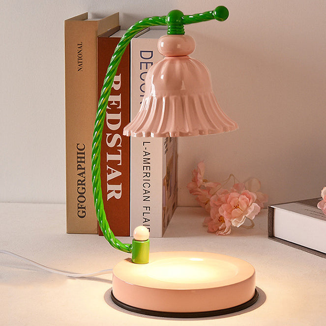 Lampe de table contemporaine nordique fille fleur ronde en fer à 1 lumière pour chambre à coucher 