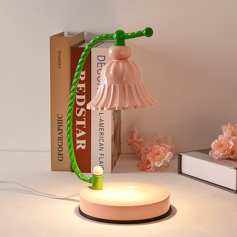 Lampe de table contemporaine nordique fille fleur ronde en fer à 1 lumière pour chambre à coucher 