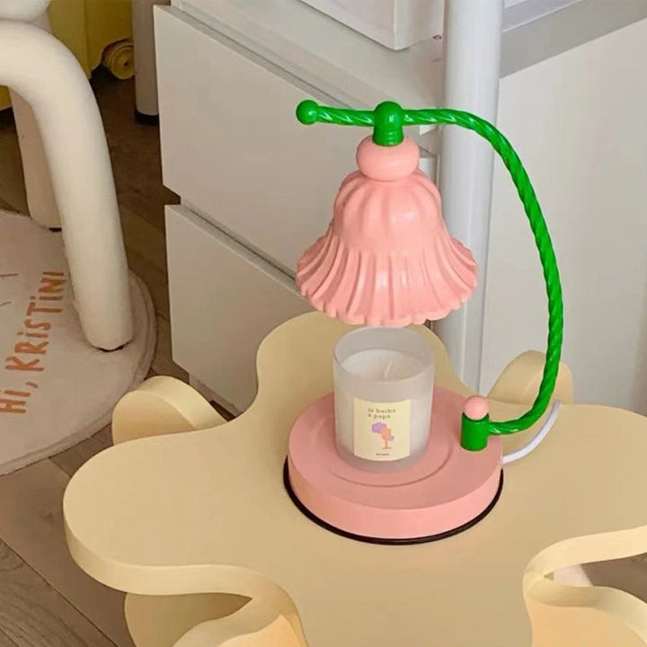 Lampe de table contemporaine nordique fille fleur ronde en fer à 1 lumière pour chambre à coucher 