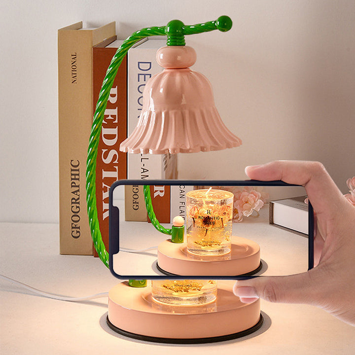 Lampe de table contemporaine nordique fille fleur ronde en fer à 1 lumière pour chambre à coucher 
