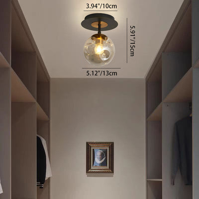 Contemporary Nordic Round Orb Iron Glass 1/3/5 Light Semi-Flush Mount Ceiling Light For Hallway