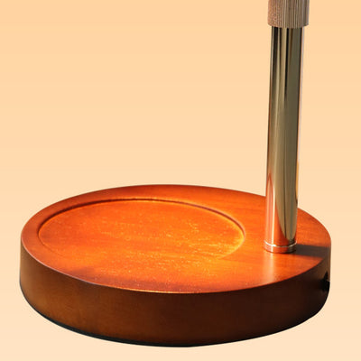 Modern Art Deco Liftable Bell Orchid Iron Glass Wood 1-Light Melting Wax Table Lamp For Bedroom