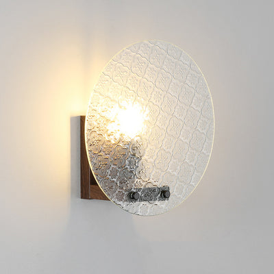 Traditional Japanese Tote Shape Round Iron Glass 1-Light Wall Sconce Lamp For Bedroom