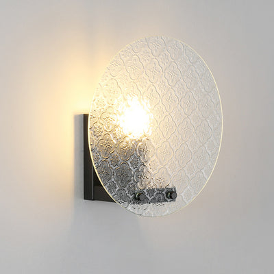 Traditional Japanese Tote Shape Round Iron Glass 1-Light Wall Sconce Lamp For Bedroom