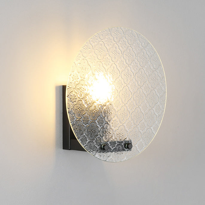 Traditional Japanese Tote Shape Round Iron Glass 1-Light Wall Sconce Lamp For Bedroom