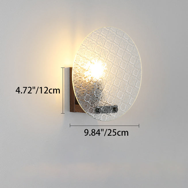 Traditional Japanese Tote Shape Round Iron Glass 1-Light Wall Sconce Lamp For Bedroom