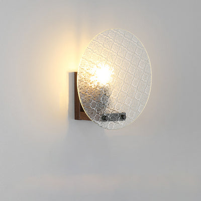 Traditional Japanese Tote Shape Round Iron Glass 1-Light Wall Sconce Lamp For Bedroom