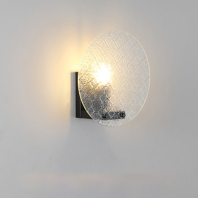 Traditional Japanese Tote Shape Round Iron Glass 1-Light Wall Sconce Lamp For Bedroom