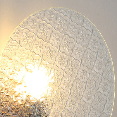 Traditional Japanese Tote Shape Round Iron Glass 1-Light Wall Sconce Lamp For Bedroom