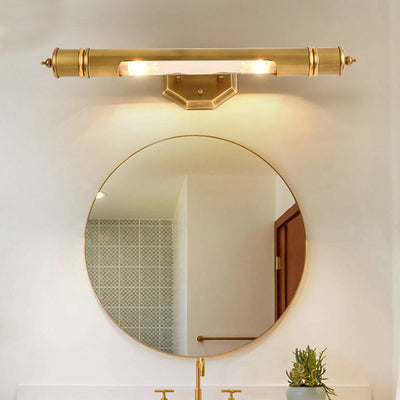 Lámpara Aplique de Pared de 2 Luces con Cilindro Redondo Minimalista Moderno de Cobre y Aluminio para Baño 