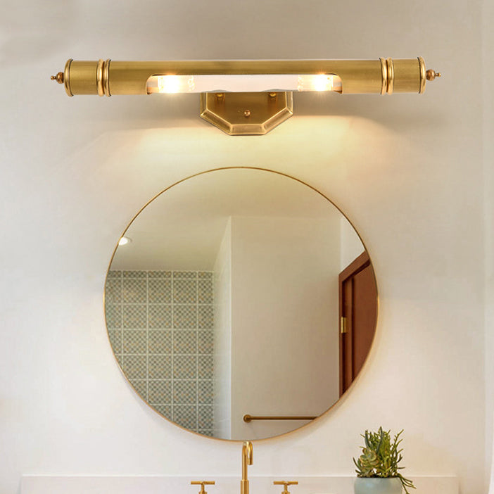 Lámpara Aplique de Pared de 2 Luces con Cilindro Redondo Minimalista Moderno de Cobre y Aluminio para Baño 