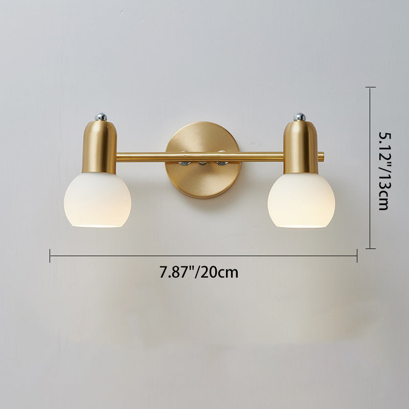 Applique murale contemporaine nordique en cuivre avec cône rond linéaire en verre 2/3 lumières pour salle de bain 