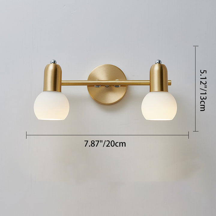 Applique murale contemporaine nordique en cuivre avec cône rond linéaire en verre 2/3 lumières pour salle de bain 