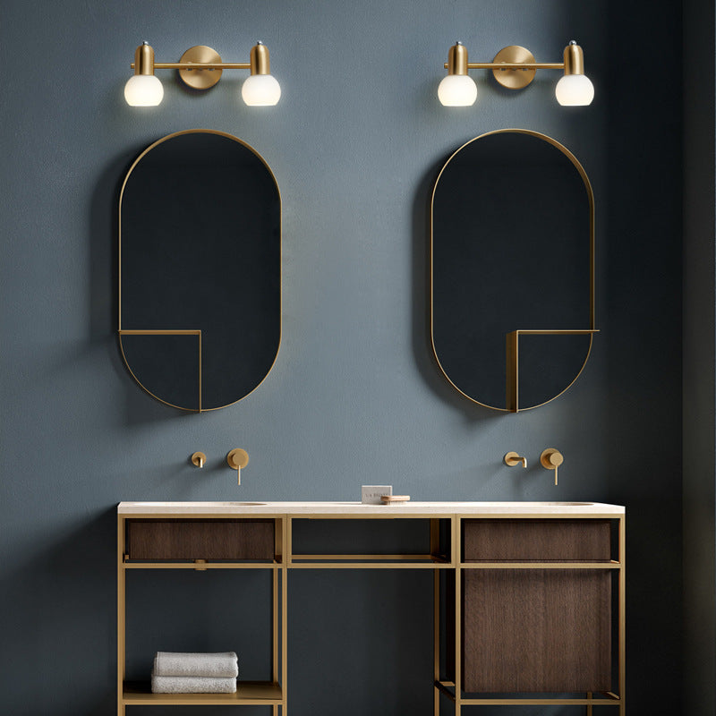 Applique murale contemporaine nordique en cuivre avec cône rond linéaire en verre 2/3 lumières pour salle de bain 