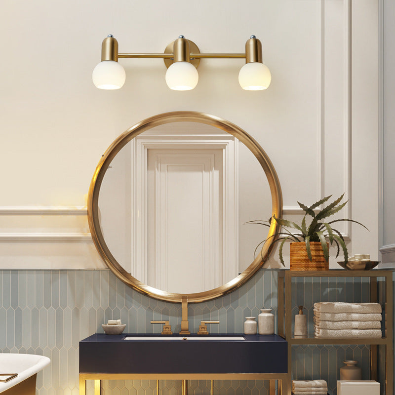 Applique murale contemporaine nordique en cuivre avec cône rond linéaire en verre 2/3 lumières pour salle de bain 