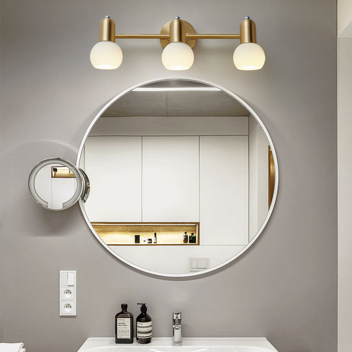 Applique murale contemporaine nordique en cuivre avec cône rond linéaire en verre 2/3 lumières pour salle de bain 
