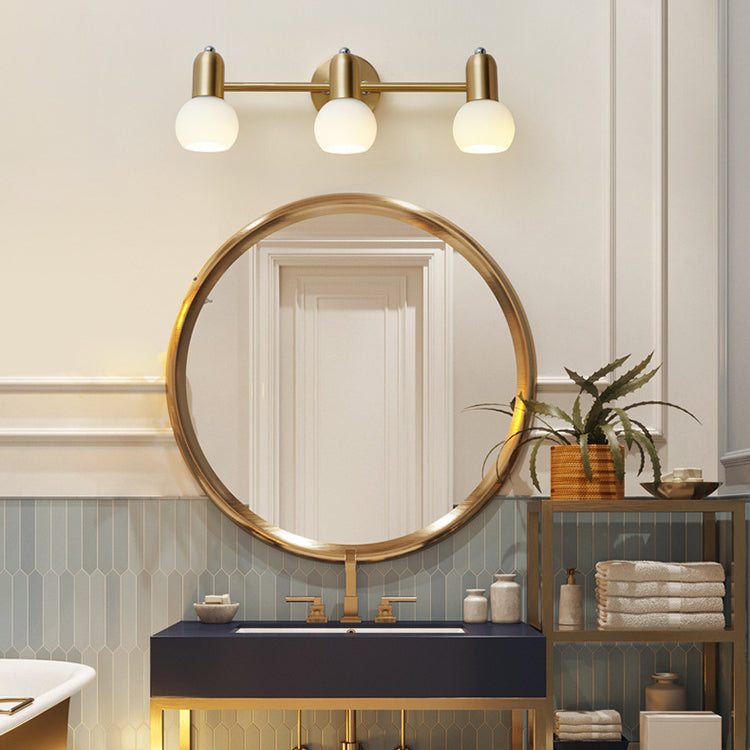 Applique murale contemporaine nordique en cuivre avec cône rond linéaire en verre 2/3 lumières pour salle de bain 