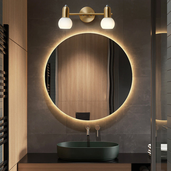 Applique murale contemporaine nordique en cuivre avec cône rond linéaire en verre 2/3 lumières pour salle de bain 