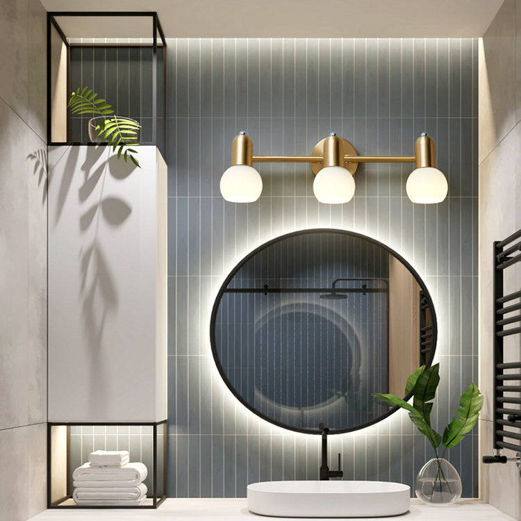 Applique murale contemporaine nordique en cuivre avec cône rond linéaire en verre 2/3 lumières pour salle de bain 